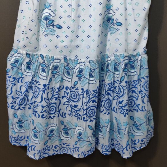 Oliphant Corfu Blue Smocked Square Neck Mini Dress NEW WITH TAGS LARGE - Picture 9 of 9